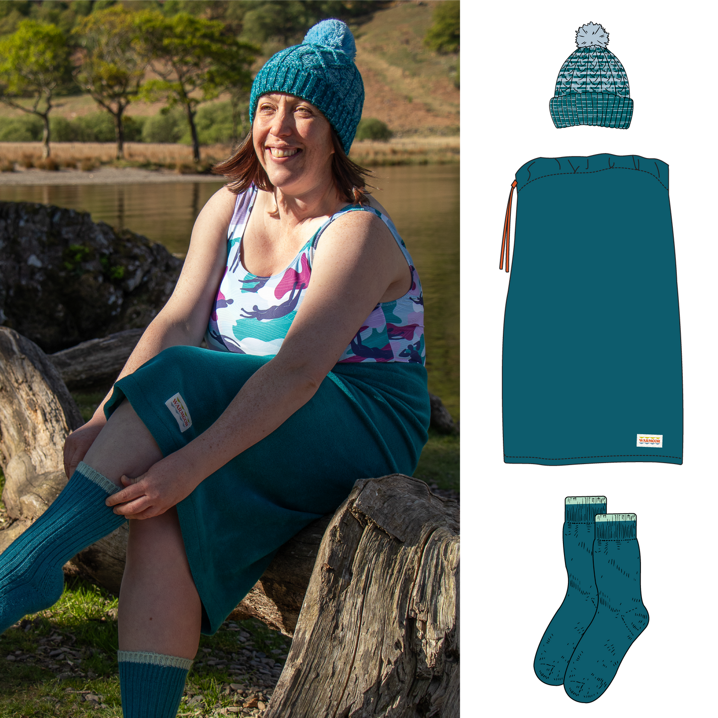 Changing Tube, Bobble Hat & Socks Bundle - Teal