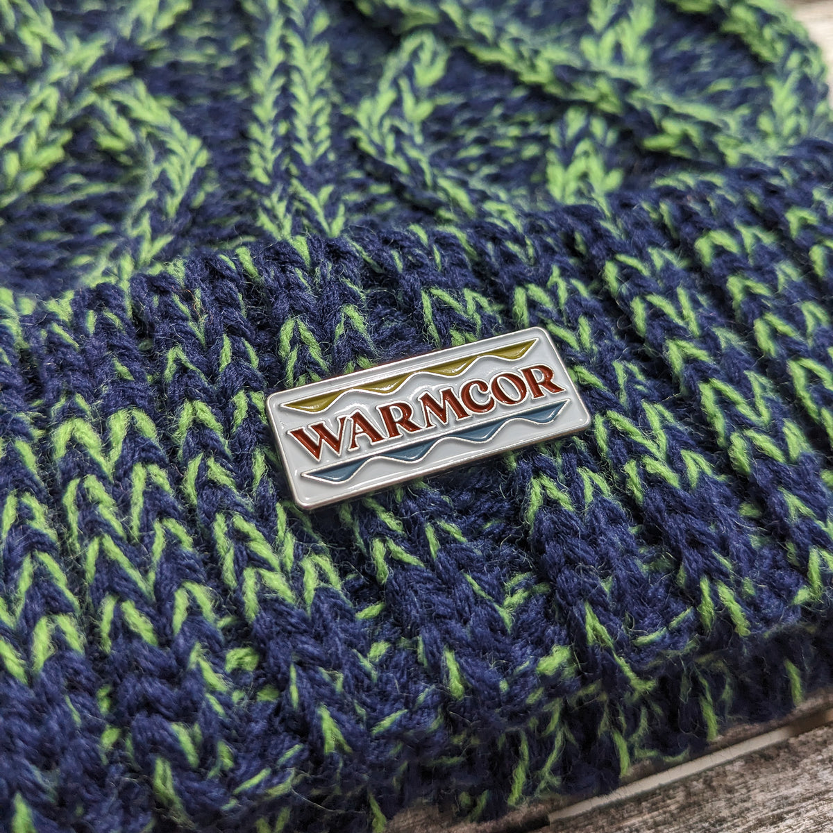 Cable Knit Bobble Hat - Green & Marine