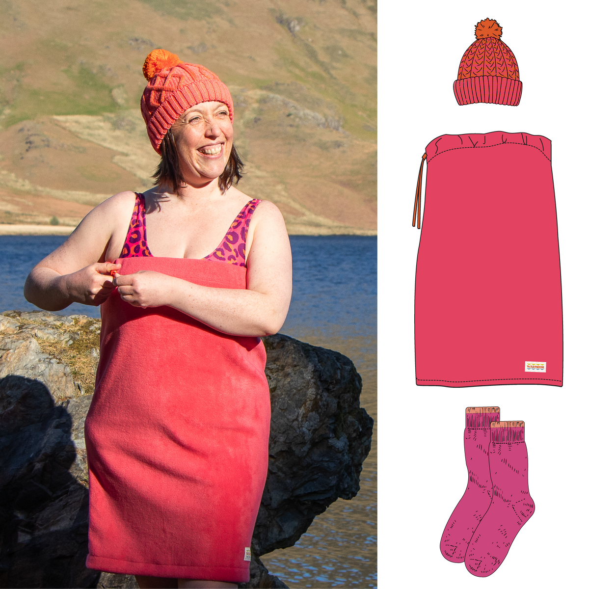 Changing Tube, Bobble Hat & Socks Bundle - Coral