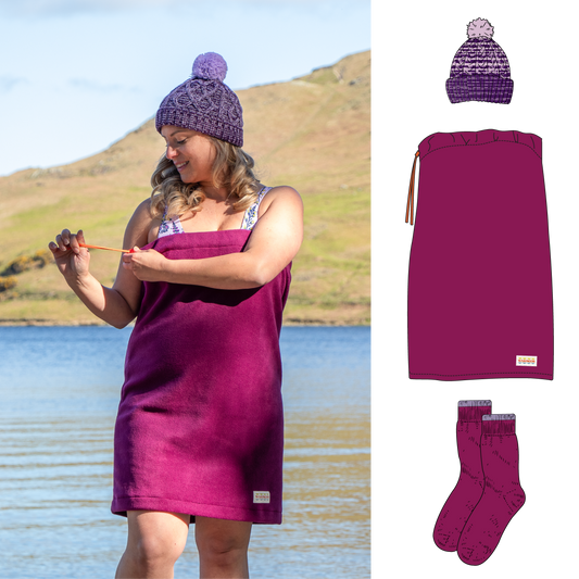 Changing Tube, Bobble Hat & Socks Bundle - Plum