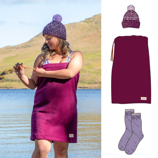 Changing Tube, Bobble Hat & Socks Bundle - Plum