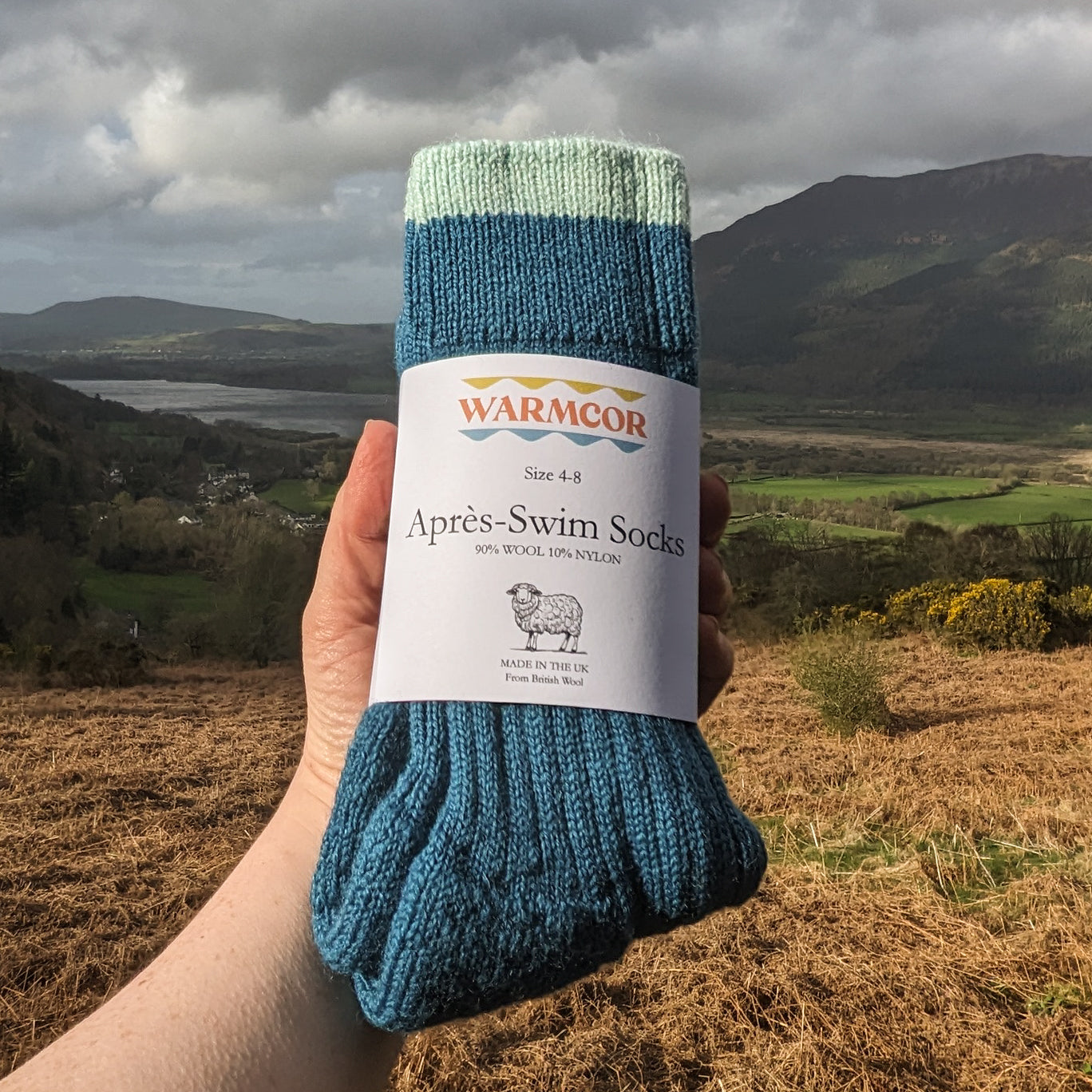 British Wool Socks - Teal and Kendal Mint