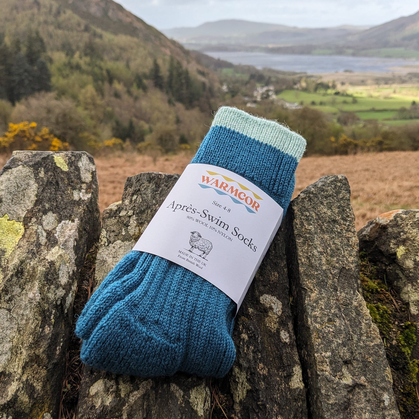 British Wool Socks - Teal and Kendal Mint