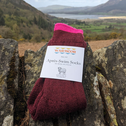 British Wool Socks - Heather and Hot Pink