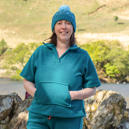 Fleece Collared Short Sleeved Jumper - Teal