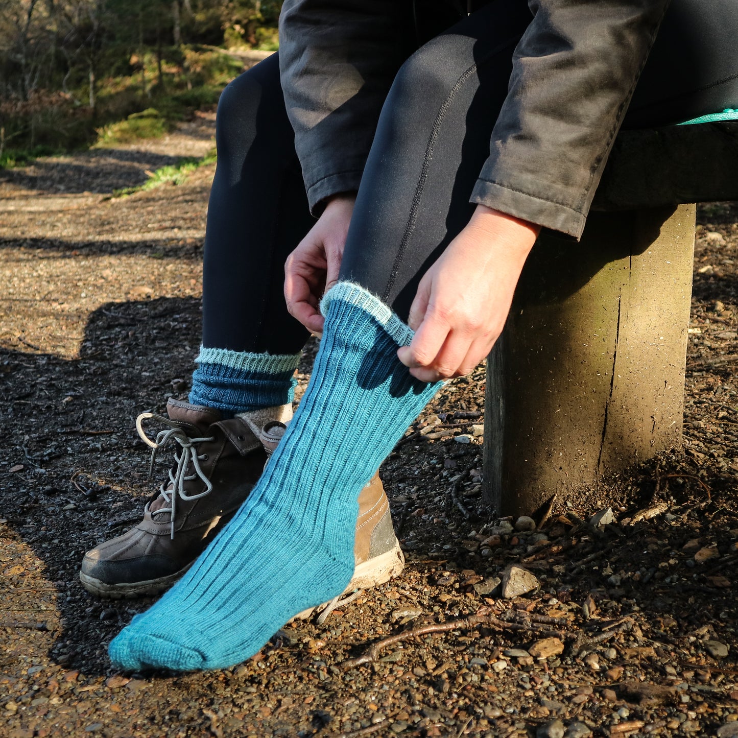 British Wool Socks - Teal and Kendal Mint