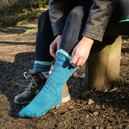 British Wool Socks - Teal and Kendal Mint