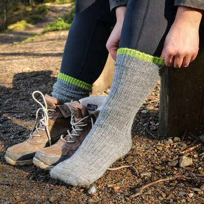 British Wool Socks - Slate and Lichen Lime