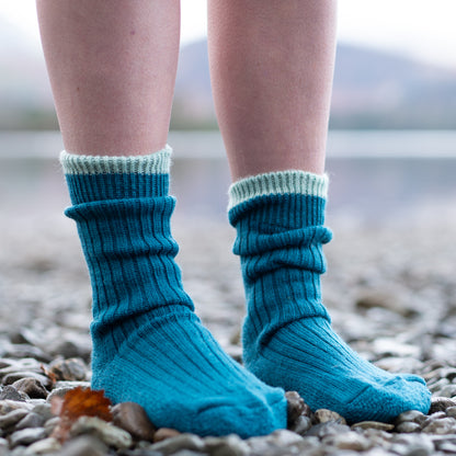 British Wool Socks - Teal and Kendal Mint