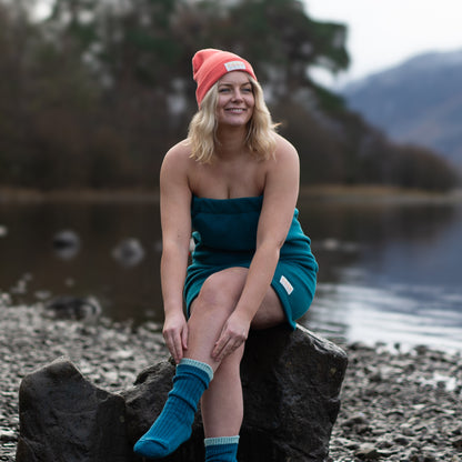 British Wool Socks - Teal and Kendal Mint